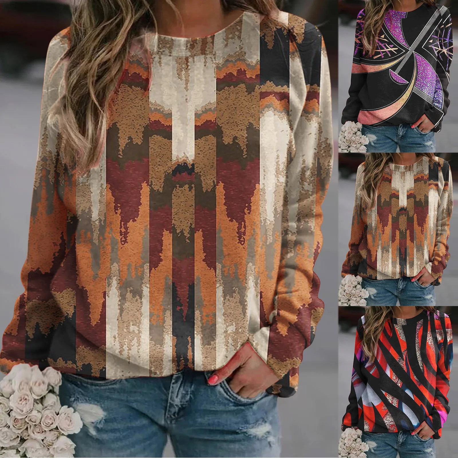 

Dare Sweatshirt Pullover Sweatshirt For Women Vintage Print Sweatshirt Long Sleeve Blouse Lightweight 2 Piece Set Lingerie