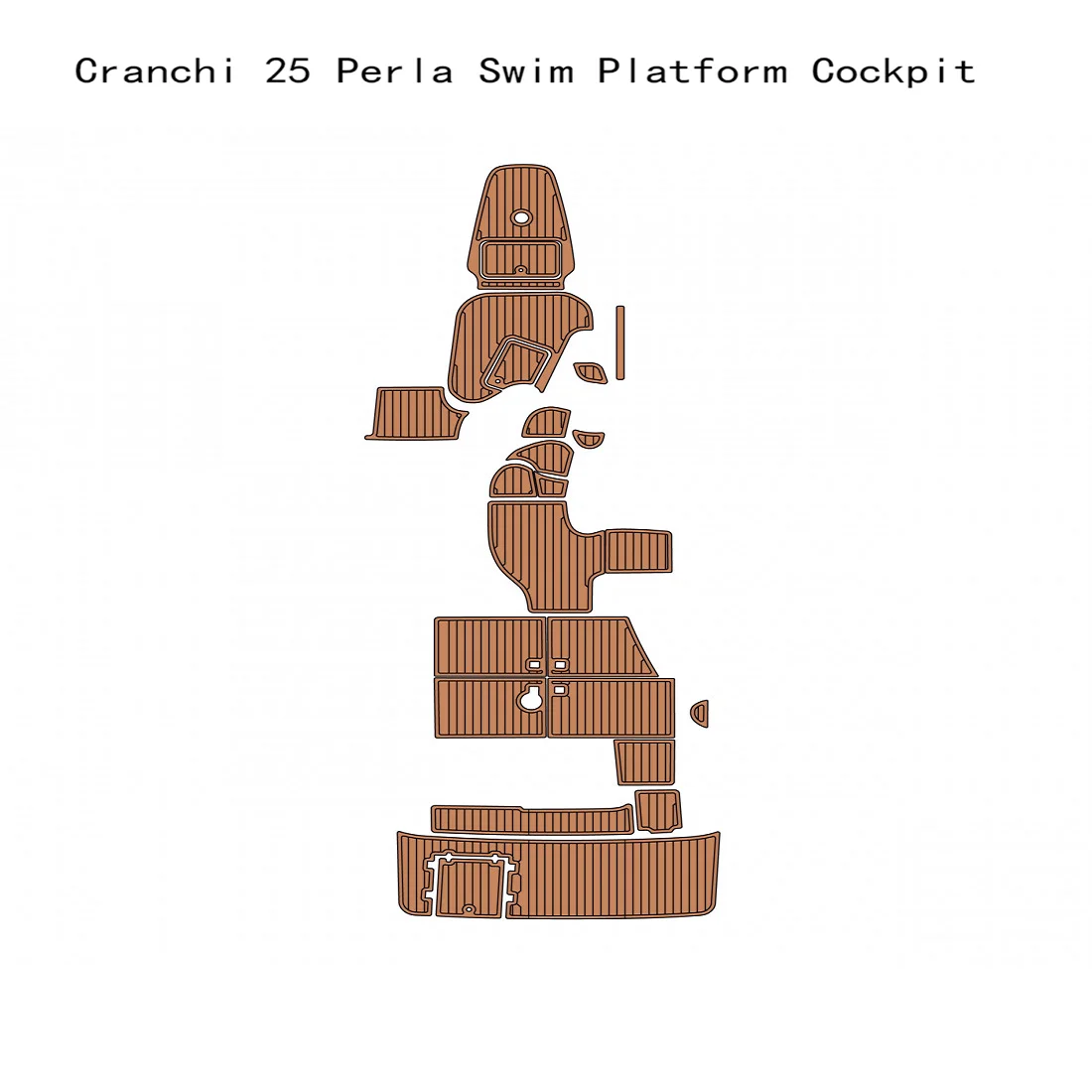

Cranchi 25 Perla Swim Platform Cockpit Boat EVA Faux Teak Deck Floor Pad