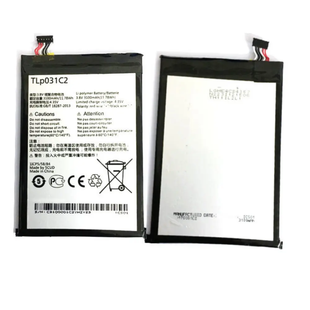 

High quality Replacement Battery 3100mAh TLp031C2 batteries for Alcatel One Touch Hero 2 OT-8030 OT-8030B OT-8030Y M812C battery