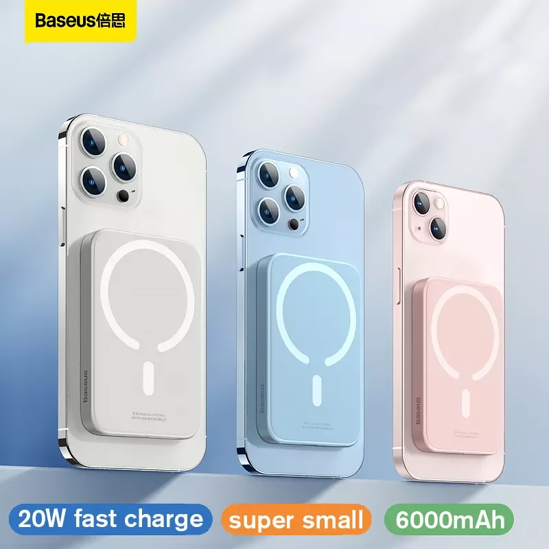 

NEW Baseus Magnetic Power Bank 20W 6000mAh Wireless External Battery magsafe Powerbank Portable Charger For iphone 14 13 12 mini