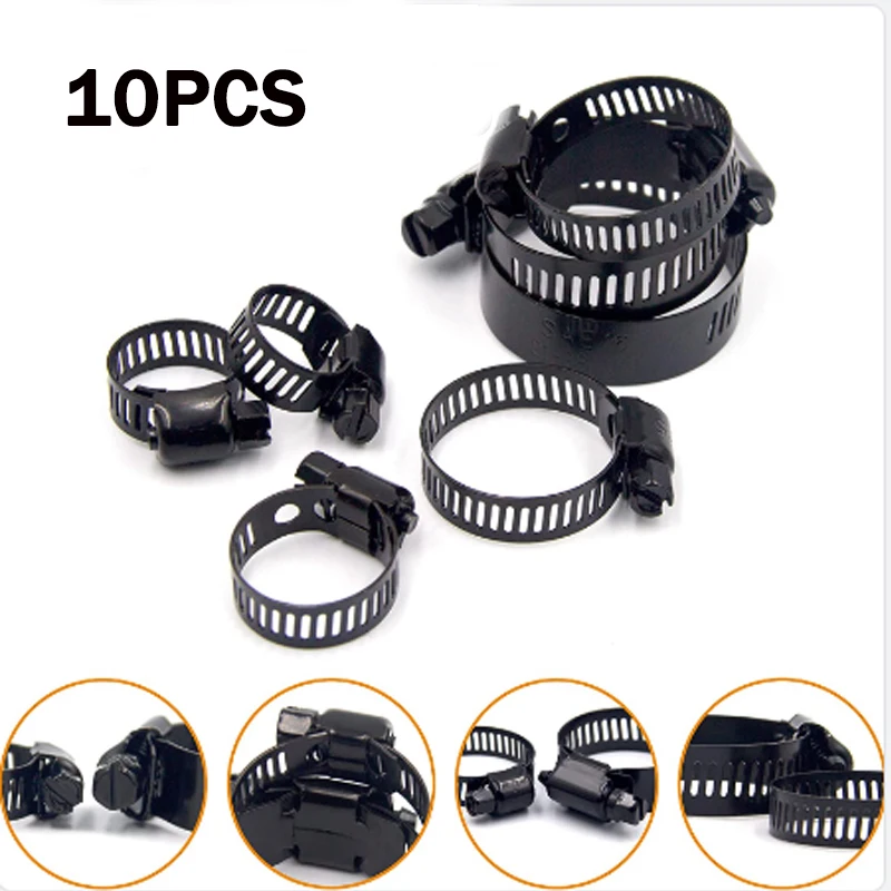 

10pcs Stainless Steel Adjustable 6-38mm Range Worm Gear Hose Clamps Kit Clamps for Woodworking Spring Pipe Clamp