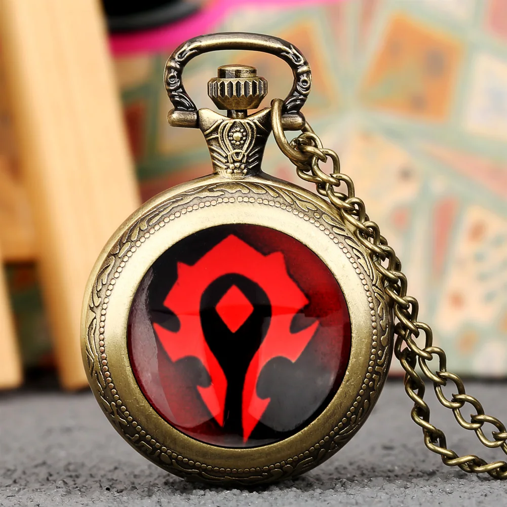 

Бронзовый кварцевый аналоговый браслет среднего размера для мужчин и женщин, подвеска под старину, карманные часы, цепочка для свитера