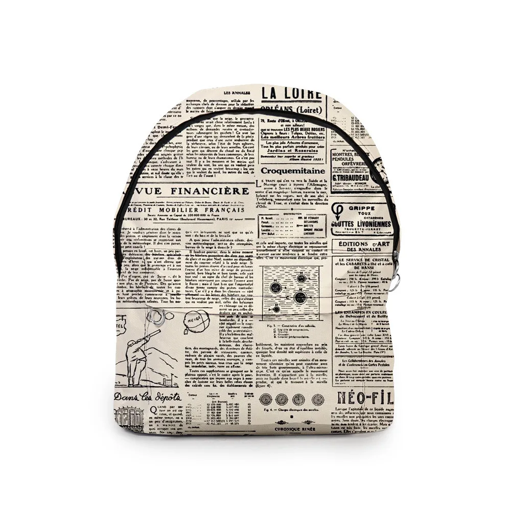 

old newspaper Creative Fashion student Bookbag Notebook Backpacks 3D Print Oxford Waterproof Boys/Girls Casual Travel Backpacks