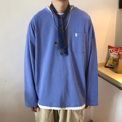 

Long-sleeved t-shirt men's Korean version of cotton bottoming shirt