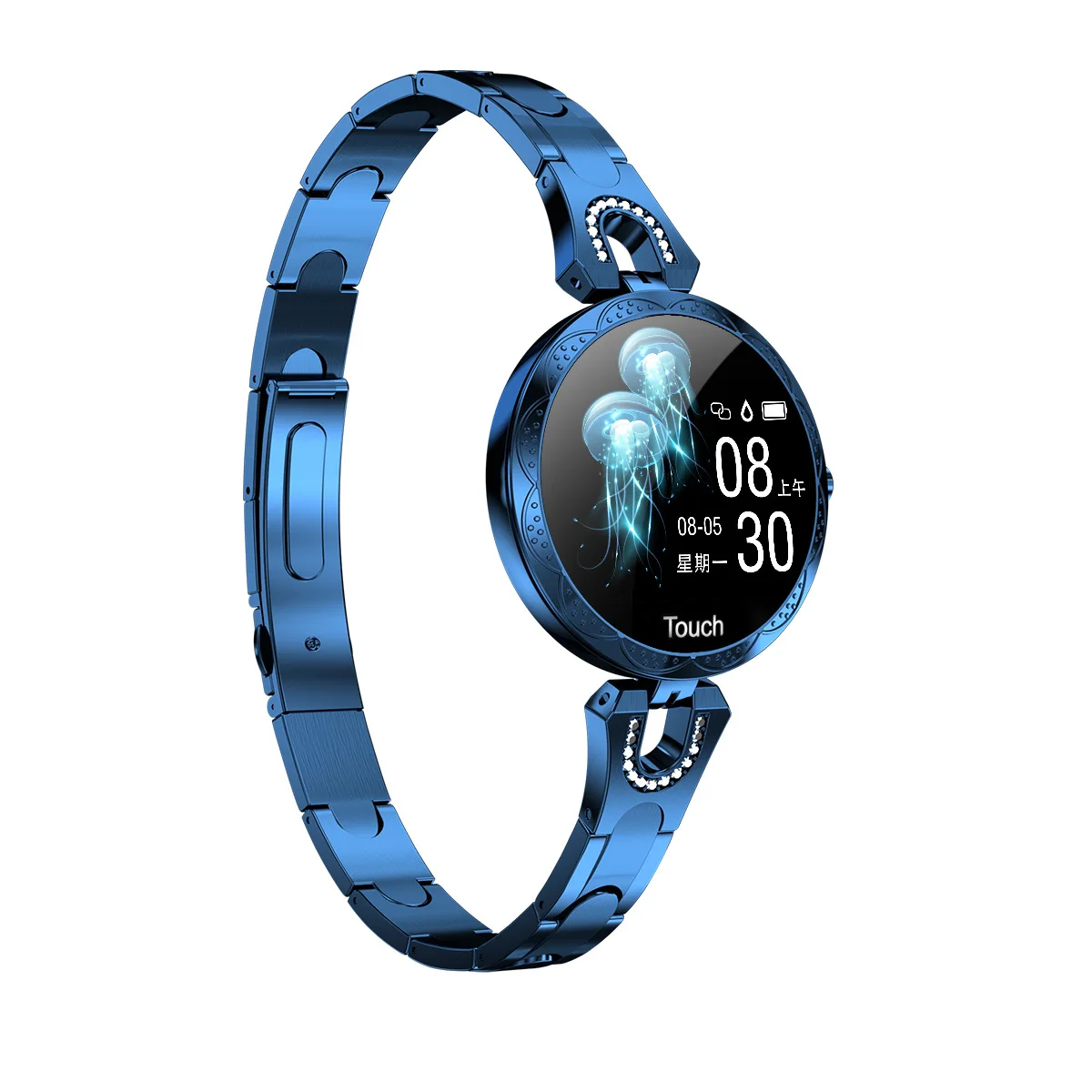 

AK15 H BAND female smart sports bracelet, round fashion stainless steel strap heart rate sphygmomanometer
