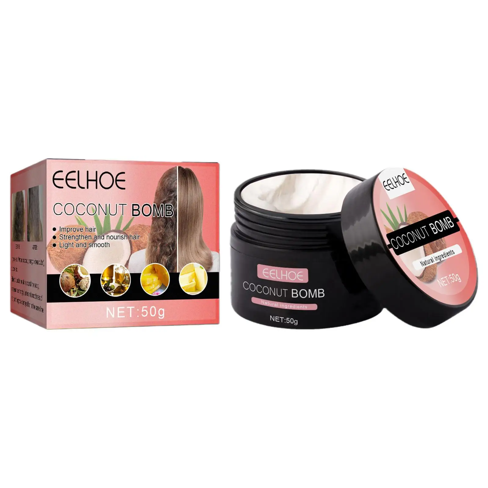 Кокосовая питательная маска для волос восстанавливает повреждения мягкие