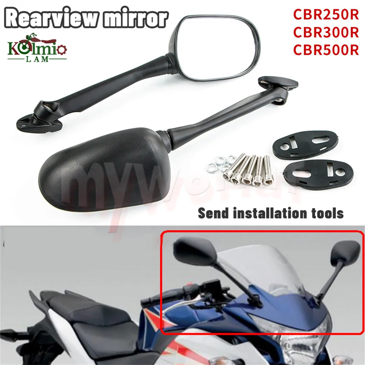 Боковые зеркала заднего вида для мотоцикла Honda CBR250R CBR300R CBR500R CBR650R CBR650F CB1300S CBR 250R 300R 500R 650R 650F