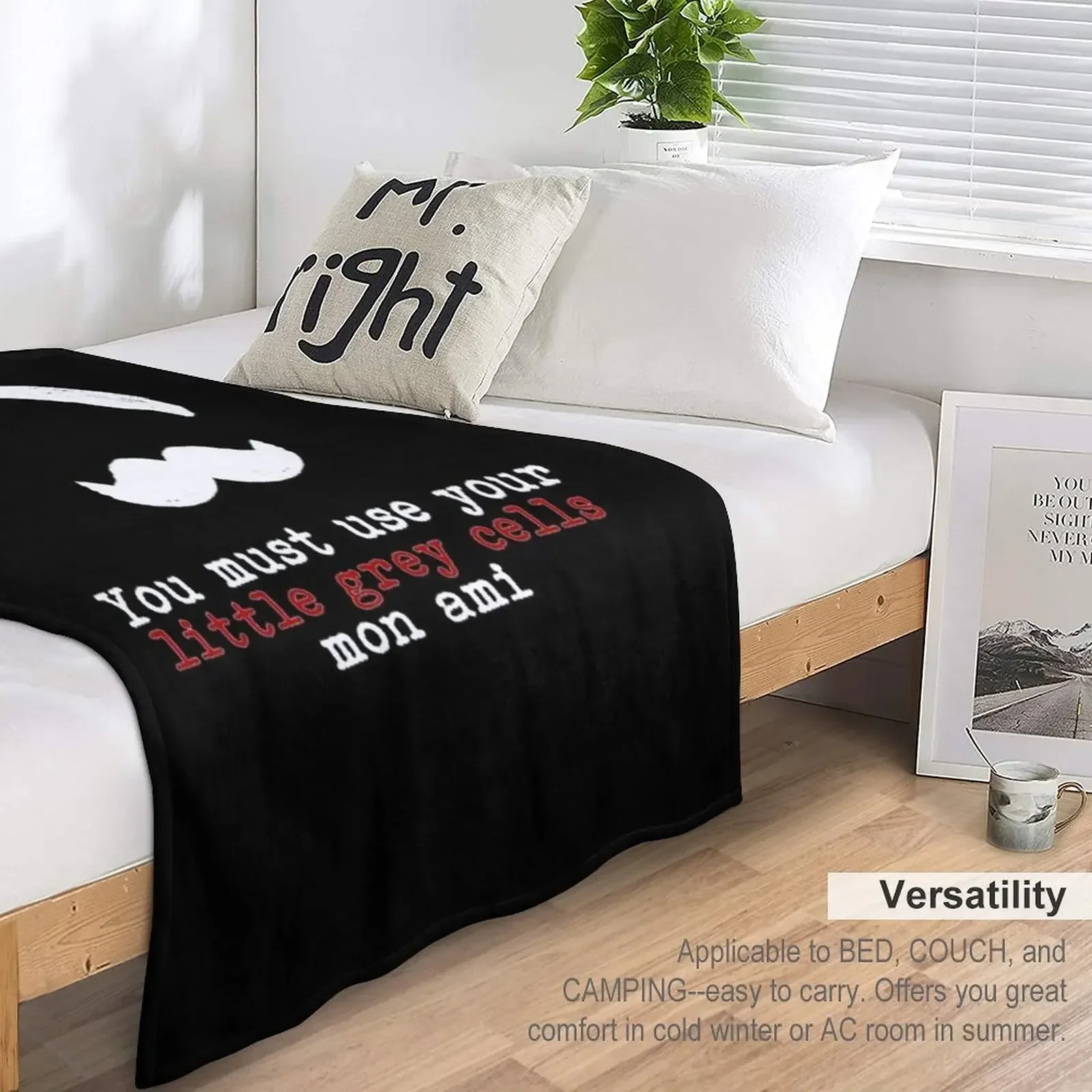 Одеяло с мелкими серыми ячейками Agatha Christie пушистые покрывала для кровати