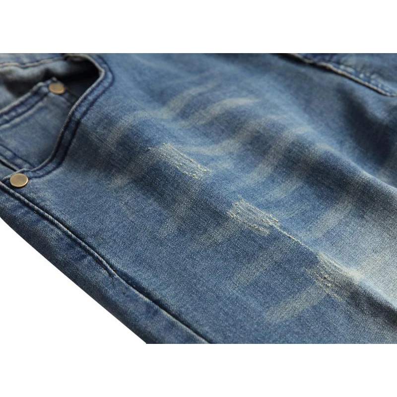 Men Jeans Men's Straight Casual Designer Fashion Long Pants Hole Elasticity Jean Homme Slim Denim Trousers Biker High Quality