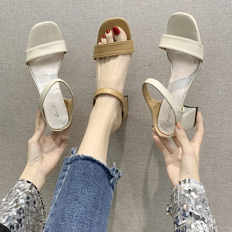 

High Heeled Slippers Women's Shoes Summer 2022 New Fashion Comfort Open Toe Sandals Female Outside Wear Lazy Korean Beach Slides