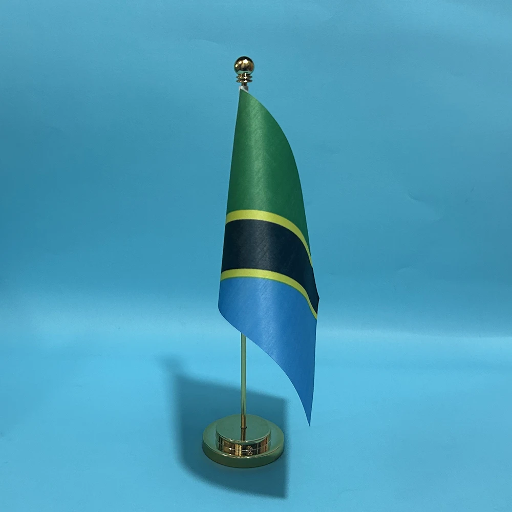Фото Флаг Танзании для офисного стола SKY FLAG, 14x21 см, полиэстер, национальный флаг Танзании, настольные украшения, флаги для декора стола №3