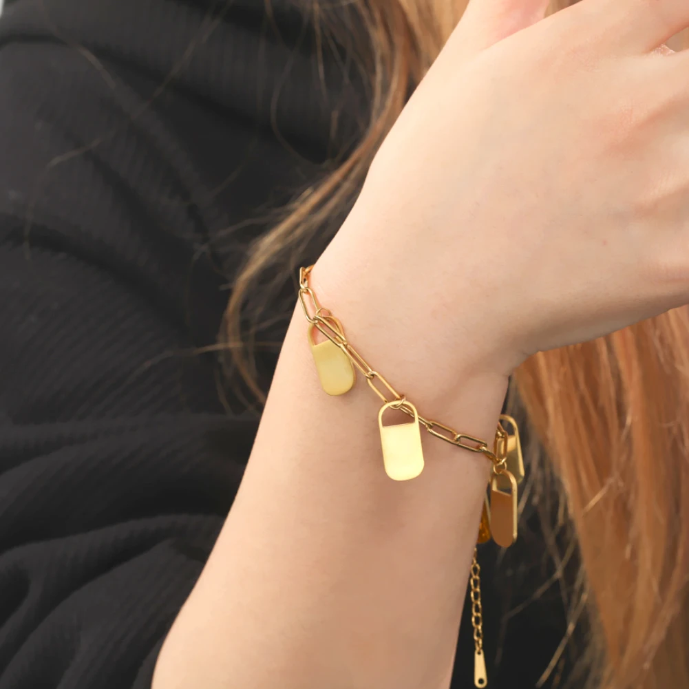 

Многослойный золотистый женский браслет Amaxer из нержавеющей стали в стиле ретро панк Готика