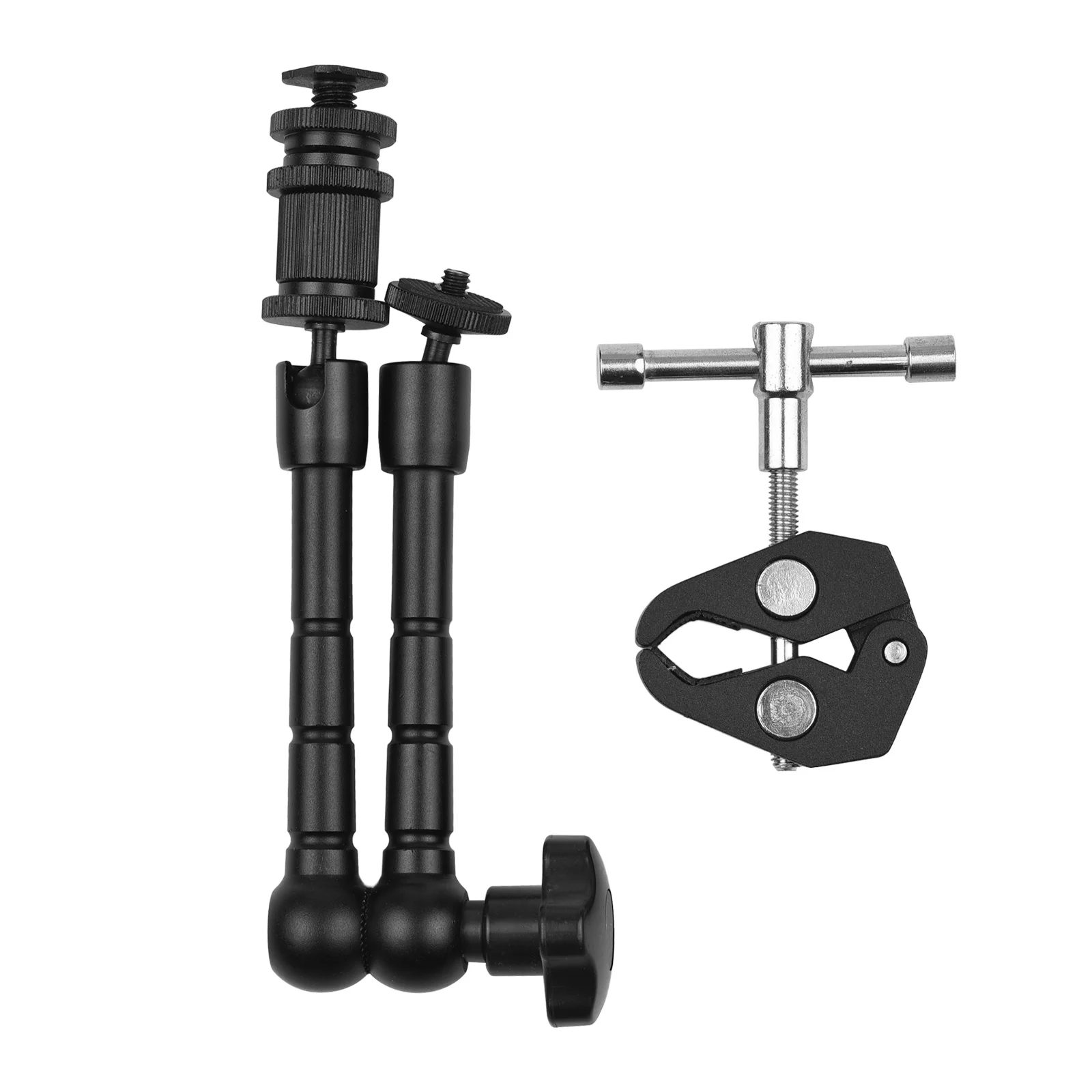 

11 дюймов алюминиевый сплав шарнирный фрикционный магический рычаг Крепление холодного башмака + регулируемый супер зажим трубка зажим 1/4 & 1...