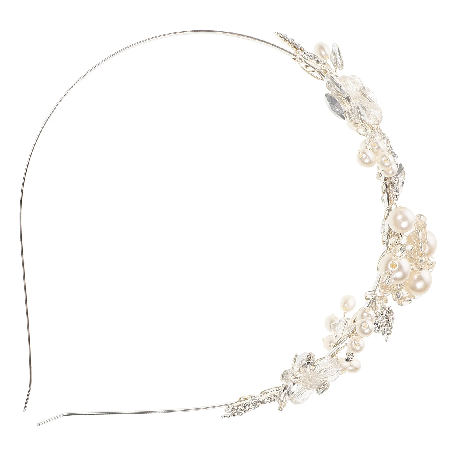 

Braid Hair Rhinestones Flower Headband Headdress Bride Women Wedding The Flowers Pearl Alloy Miss