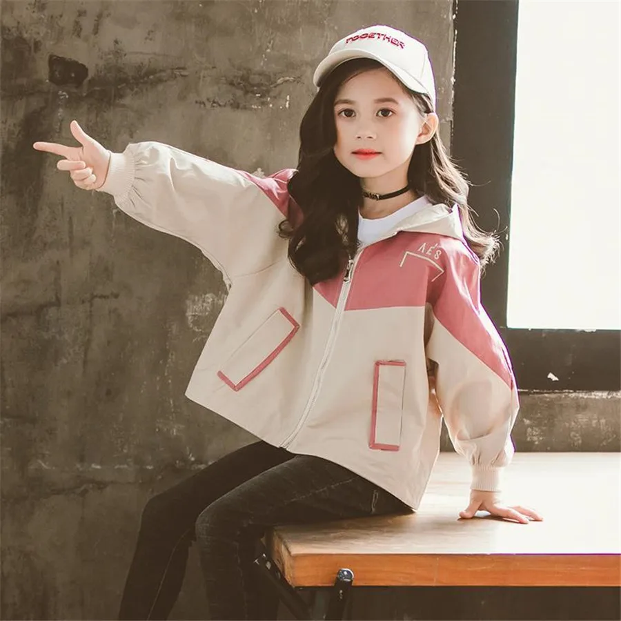 

Spring Clothing Girls Jackets Trench Coat Kids Outerwear Hoodid Child Coats Children Windbreaker for Girls Waterproof Jacket