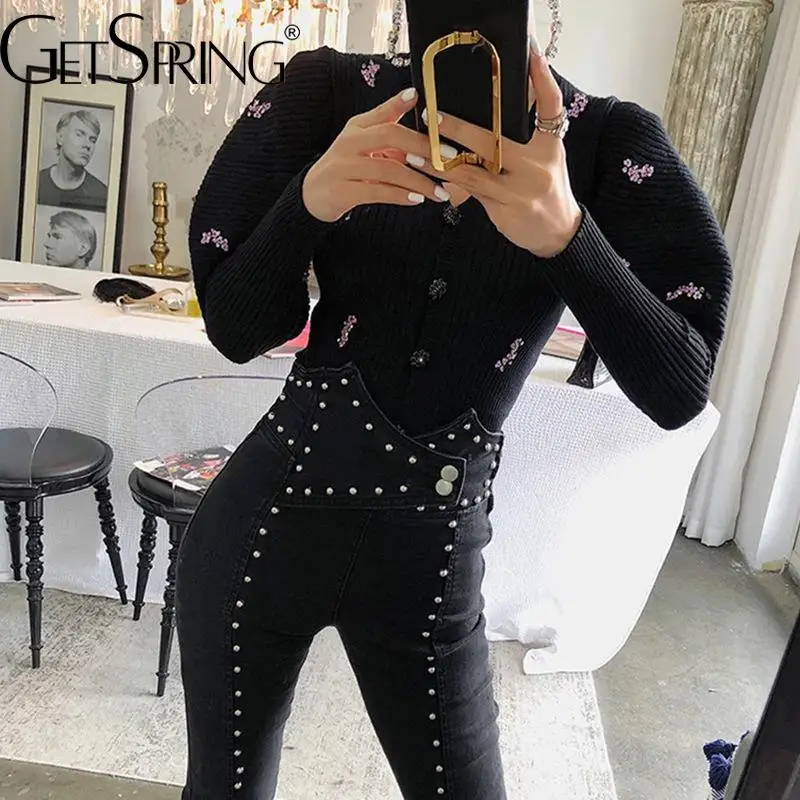 

Женский свитер GetSpring, трикотажный свитер с V-образным вырезом, универсальный облегающий тонкий кардиган на осень и зиму, новинка 2022