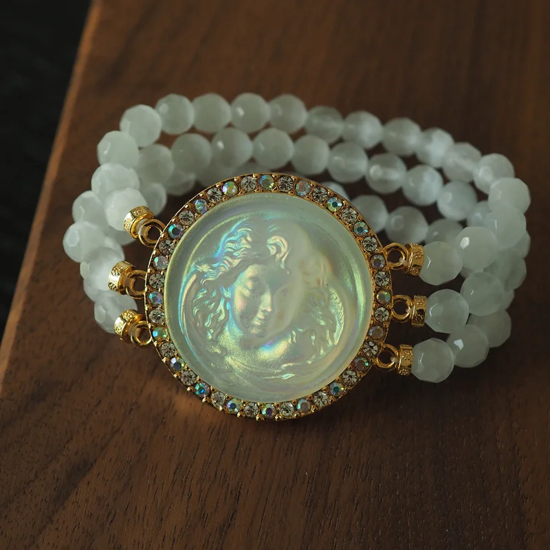 

Timeless Wonder Sleeping Angel Geo Opal Hinge Bracelets for Women Designer Jewelry Luxury Brand Gift Gothic Runway Rare Mix 1266