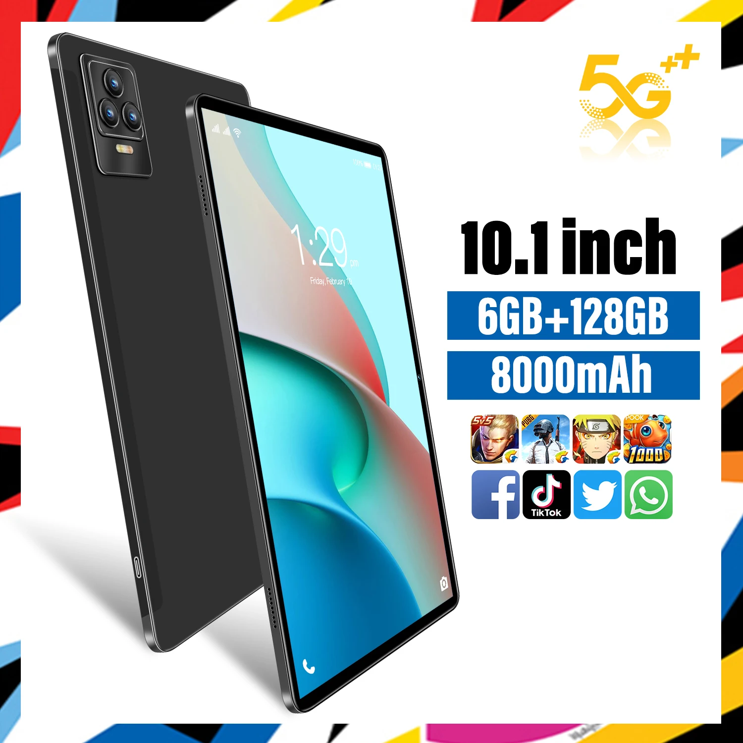 

Global Version New Tablet 6G+128GBPC 10.1 Inch Android13 WiFi Tablet Dual SIM Card 5G Call Phone GPS Bluetooth Gifts