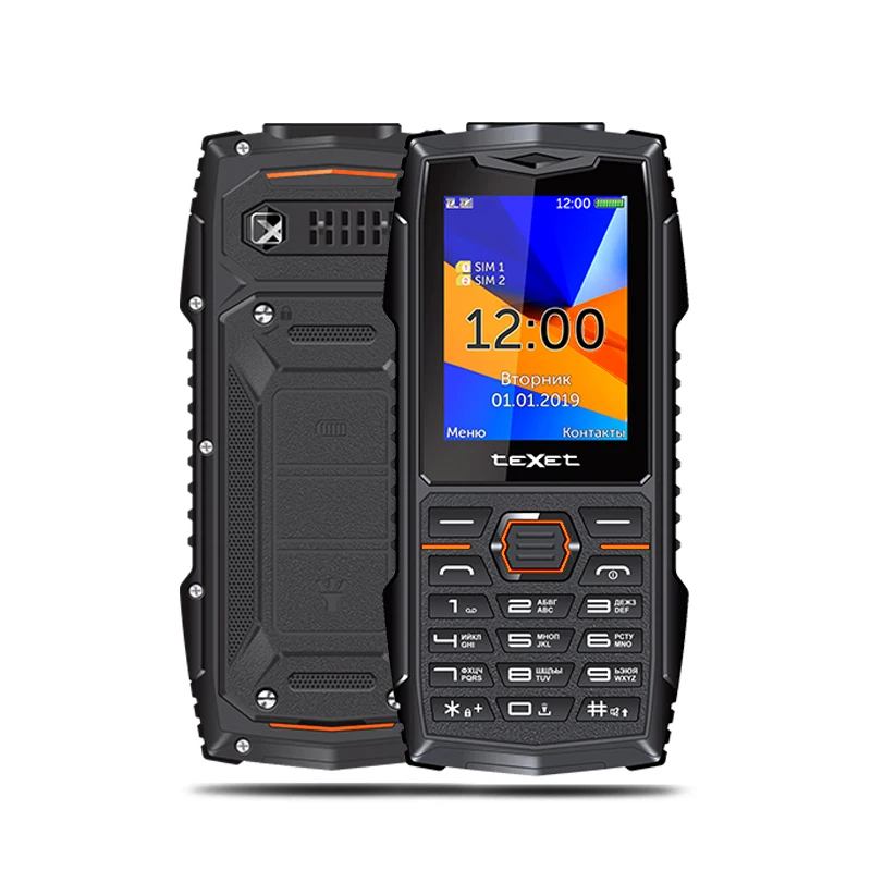 2022 TEXET Russian Keyboard Botton Cellphone 1700mAh Battery with Cradle Charger Strong Flashlight Russia Mobile Phone