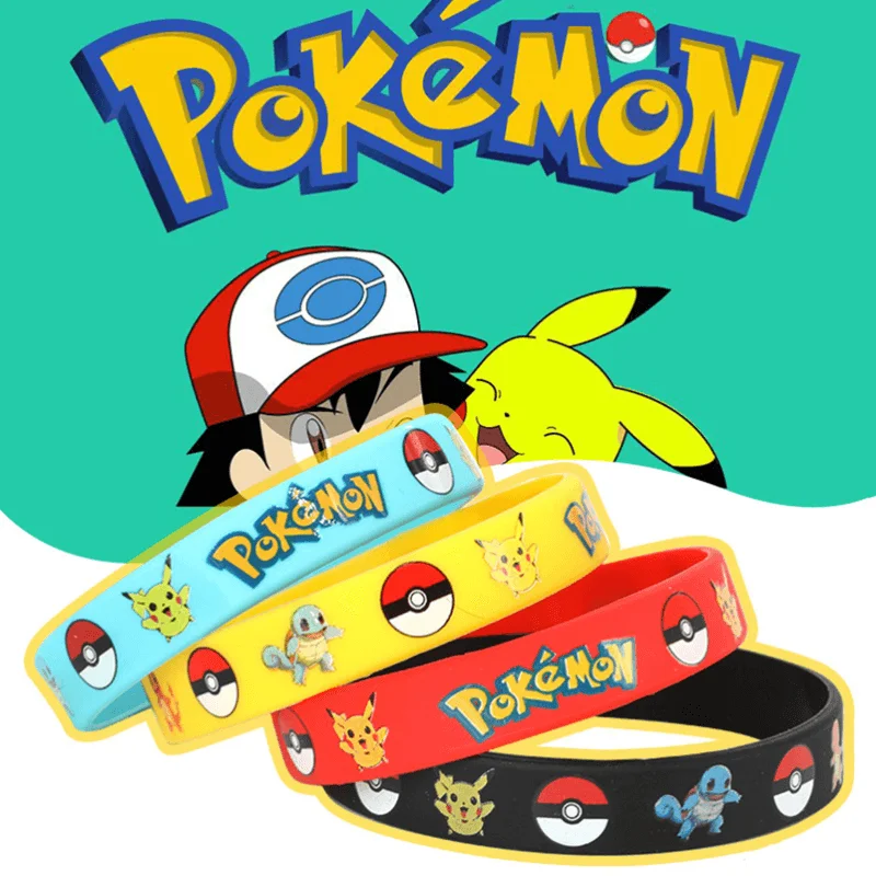 

Pokemon Bracelet Anime Action Figure Pikachu Children Cartoon Silicone Wristband Bracelets Party Gifts Cosplay Accessoires