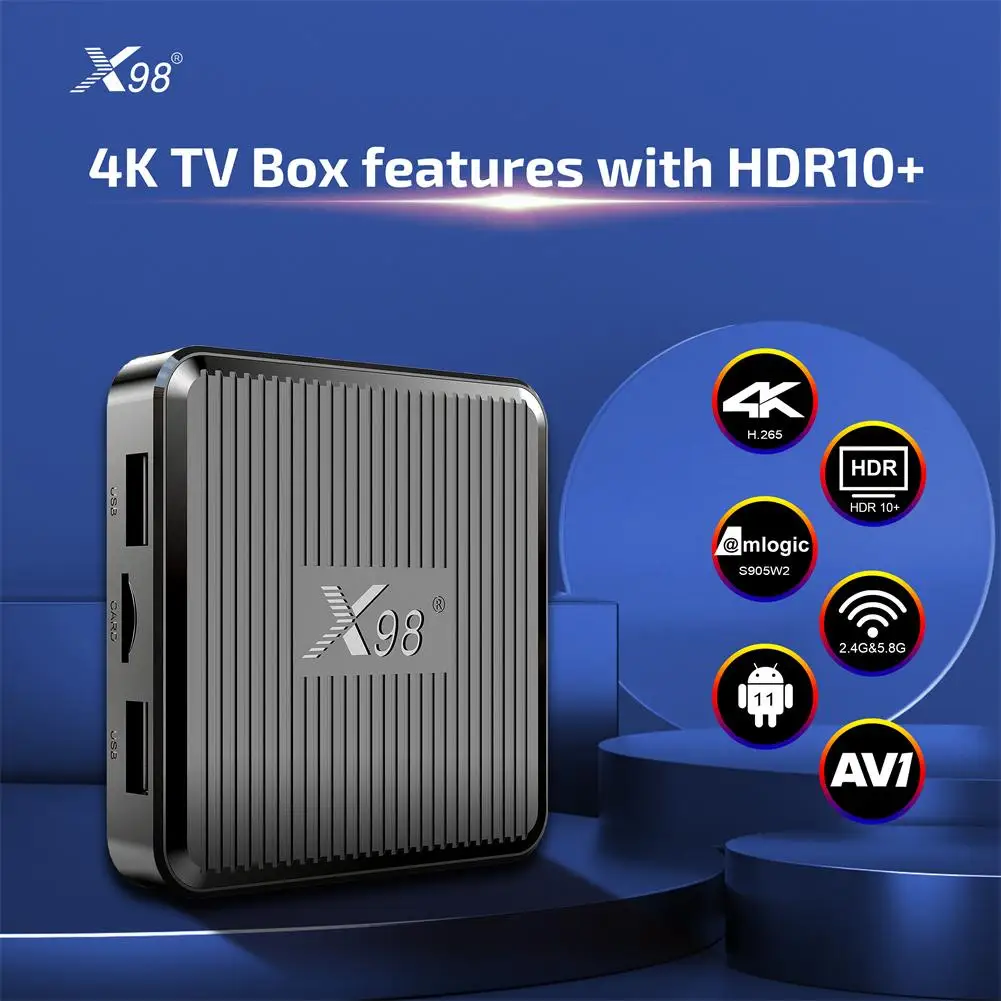 

Пластиковая ТВ-приставка S905w2, Android 2,4, четырехъядерный, ГГц