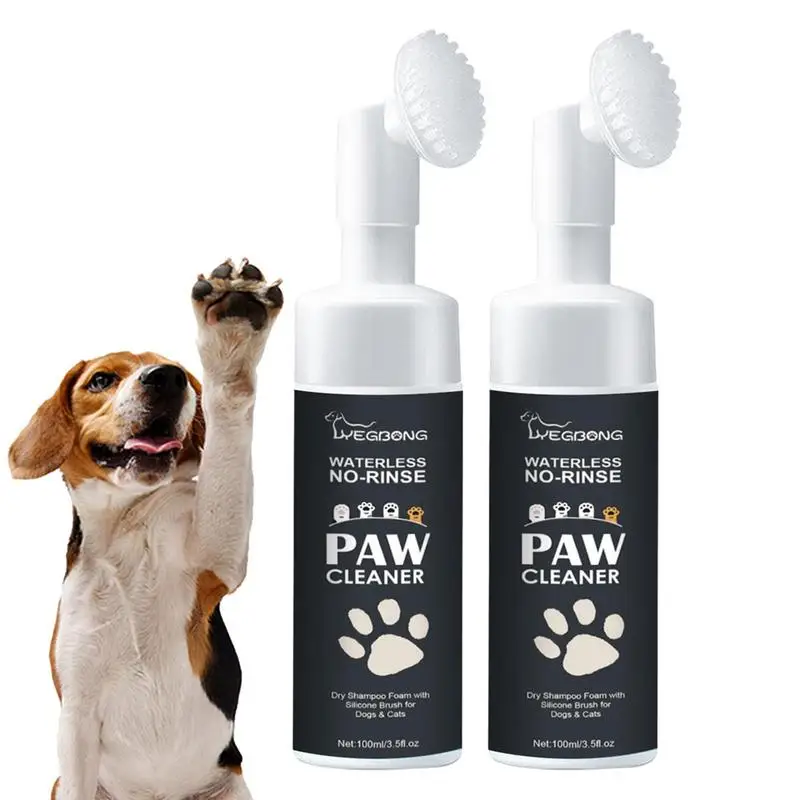 

Dog Paw Cleaner 2pcs No-Rinse Silicone Paw Brush Waterless Dog Shampoo for Healthy Paws for Cats Dogs Feet Foam Cleaning