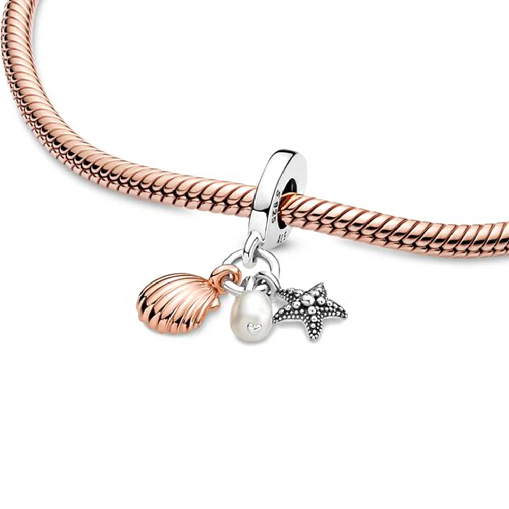 Pandora-Pieuvre mignonne en verre de Murano, poisson et tortue de mer et conque, perle, étoile de mer et coquillage, Triple Dangle Charm, Pixar Dory pour le bricolage