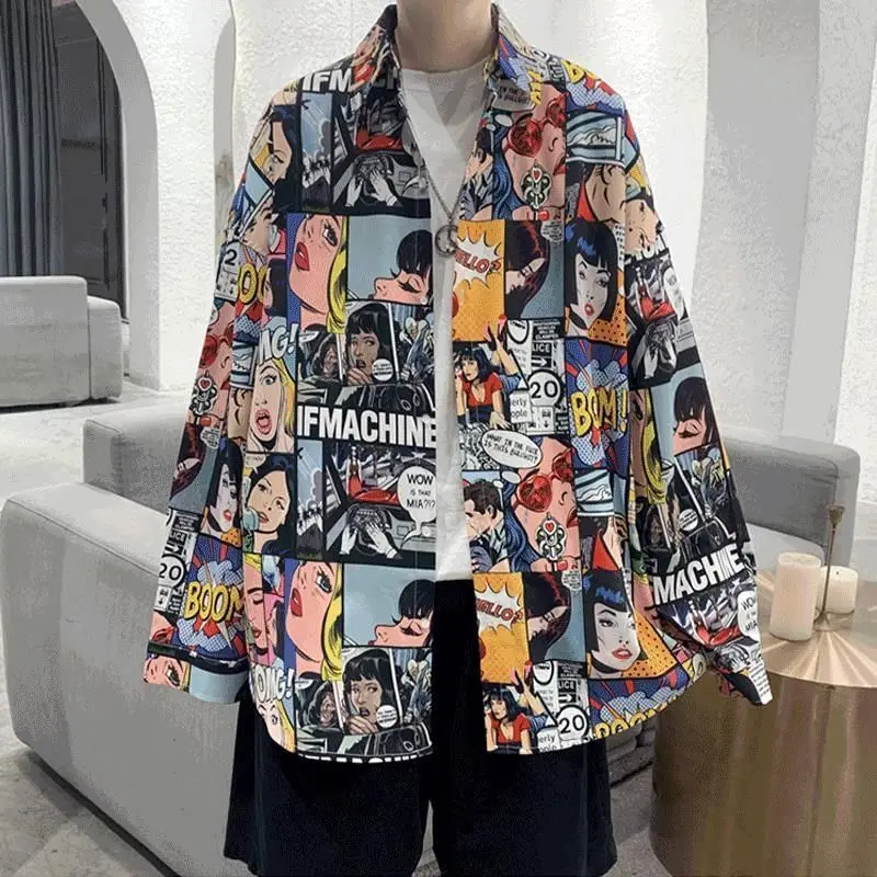 

Autumn INS shirt men long sleeves thin Korean version of the trend handsome coat casual lovers shirt