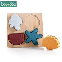 baby silicone puzzle 3d cartoon shell shapes wooden blocks intelligence jigsaw montessori toys baby teether kids birthday gifts