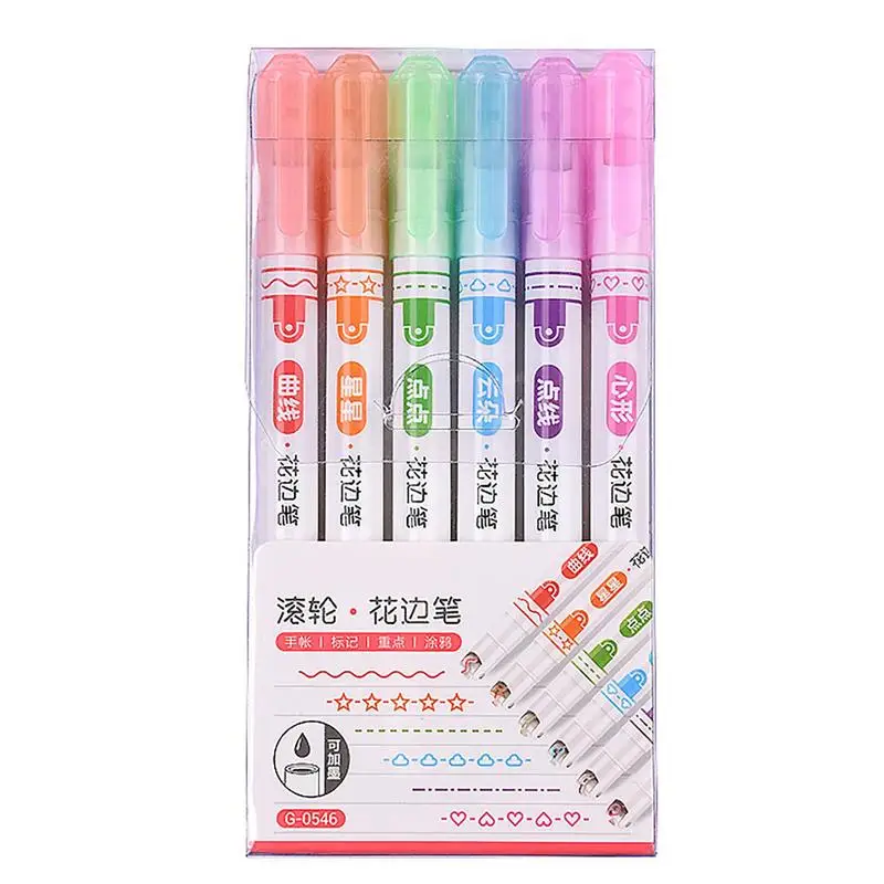 

Набор маркеров-хайлайтеров с двумя наконечниками, 6 различных форм, 6 шт. цветов