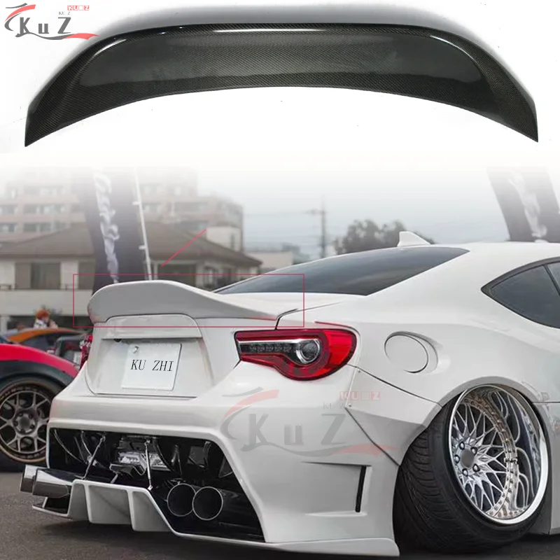 Фото Подходит для Toyota 86 Subaru Brz 2012-2020, модифицированный задний спойлер из настоящего углеродного волокна, задний запасной плавник из настоящего углеродного волокна, задний спойлер №3