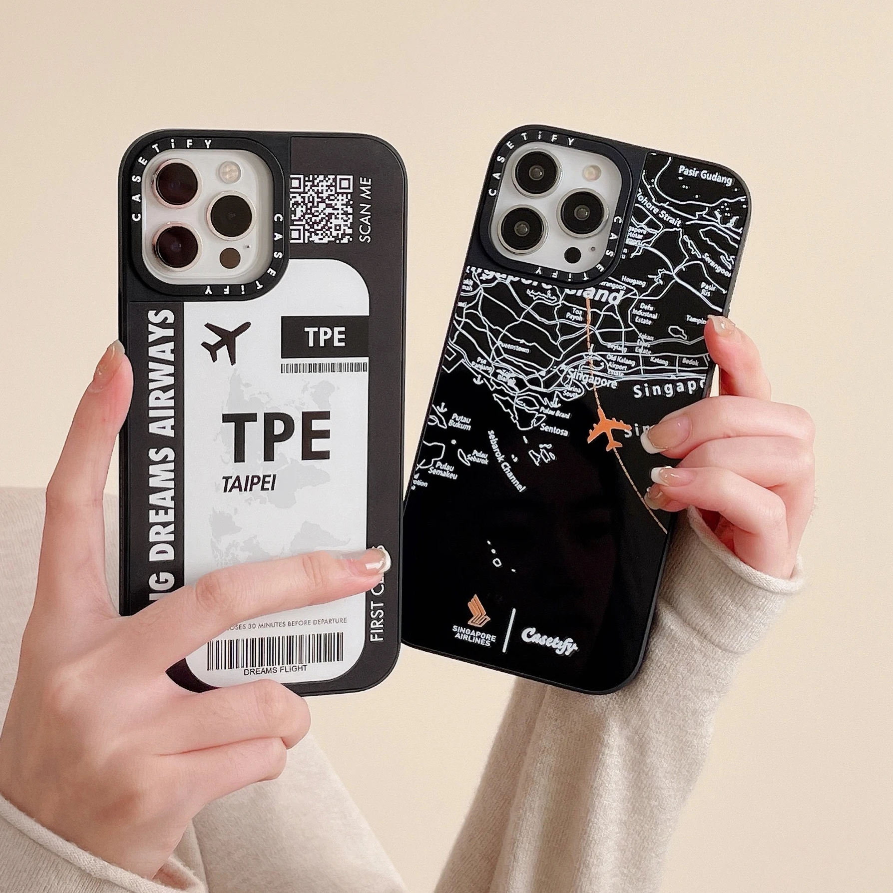 

Mirror Airplane Route Map Tags Phone Case for Iphone 11 12 13 14 Pro Max X Xs Xr 7 8 Plus Simple Painted Anti-fall-Casetify