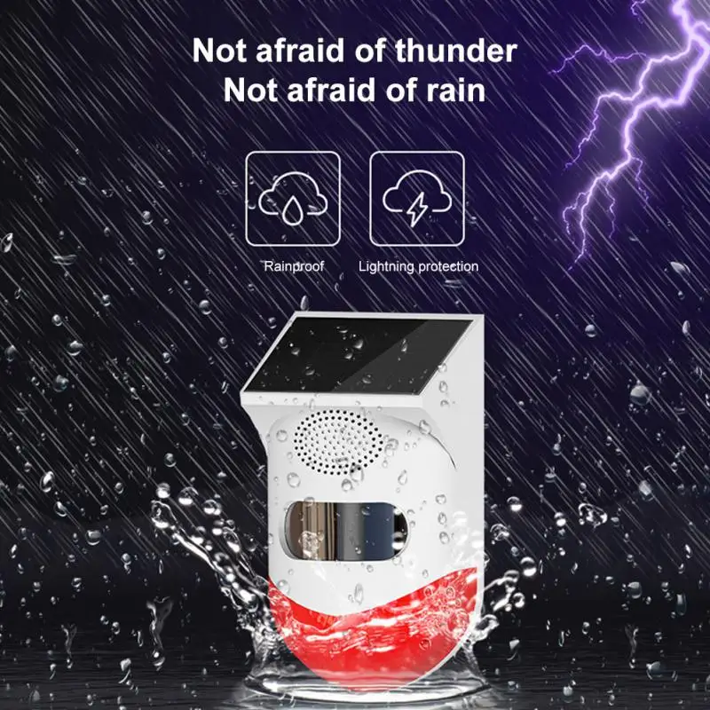 

Pir Motion Sensor Remote Control Rf433 Solar Security Alarm Siren Large Capacity Battery Smart Home Infrared Detector