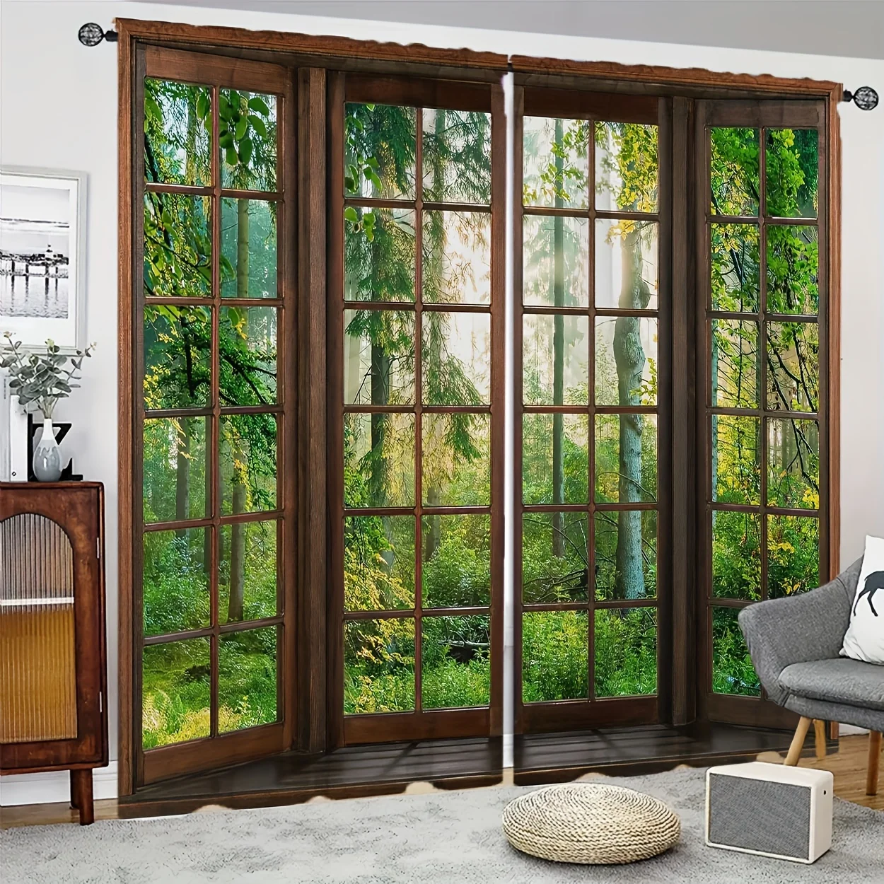 2 шт. декоративные шторы с принтом лесного пейзажа