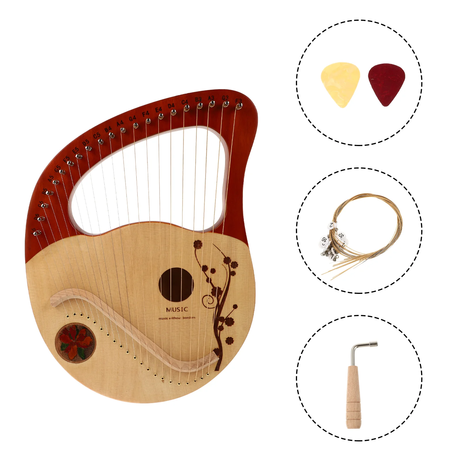 

1 Set Lyre Harp Portable Small Lyre Durable String Lyre With Accessories