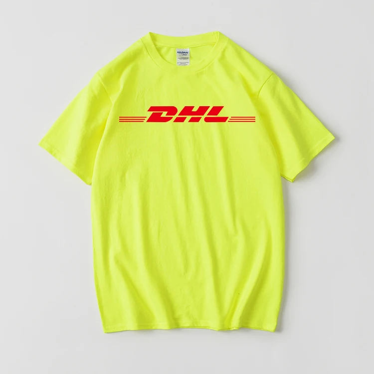 100% хлопок DHL футболки с буквенным логотипом печатные желтые коротким рукавом