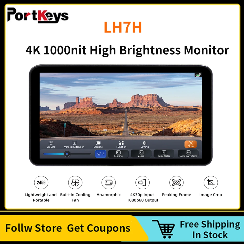 Портативный монитор высокой яркости Portkeys LH7H 7 дюймов 4K 1000 нит