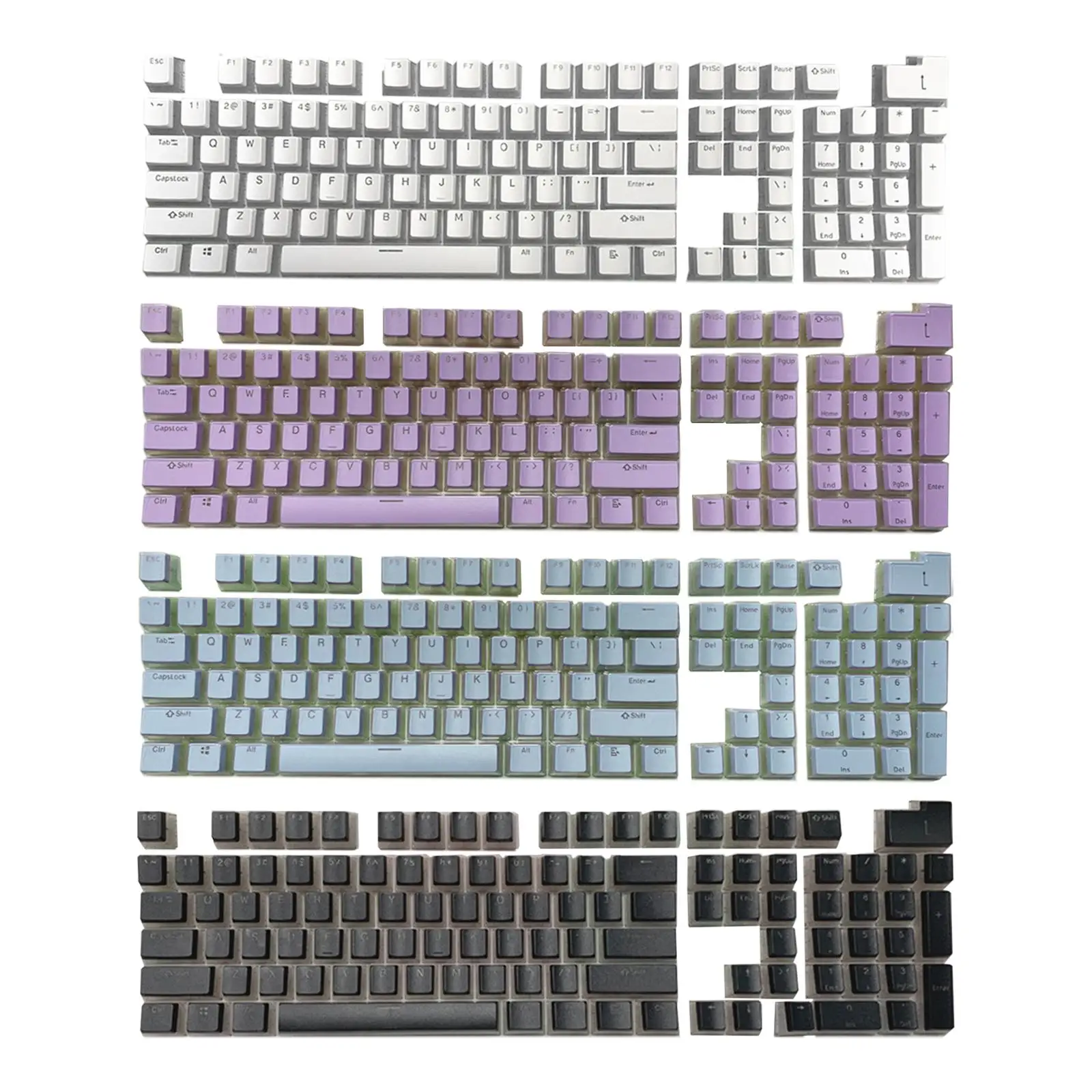 

108 Keys Glitter Pudding Keycaps Set Translucent Layer for Mechanical Keyboards