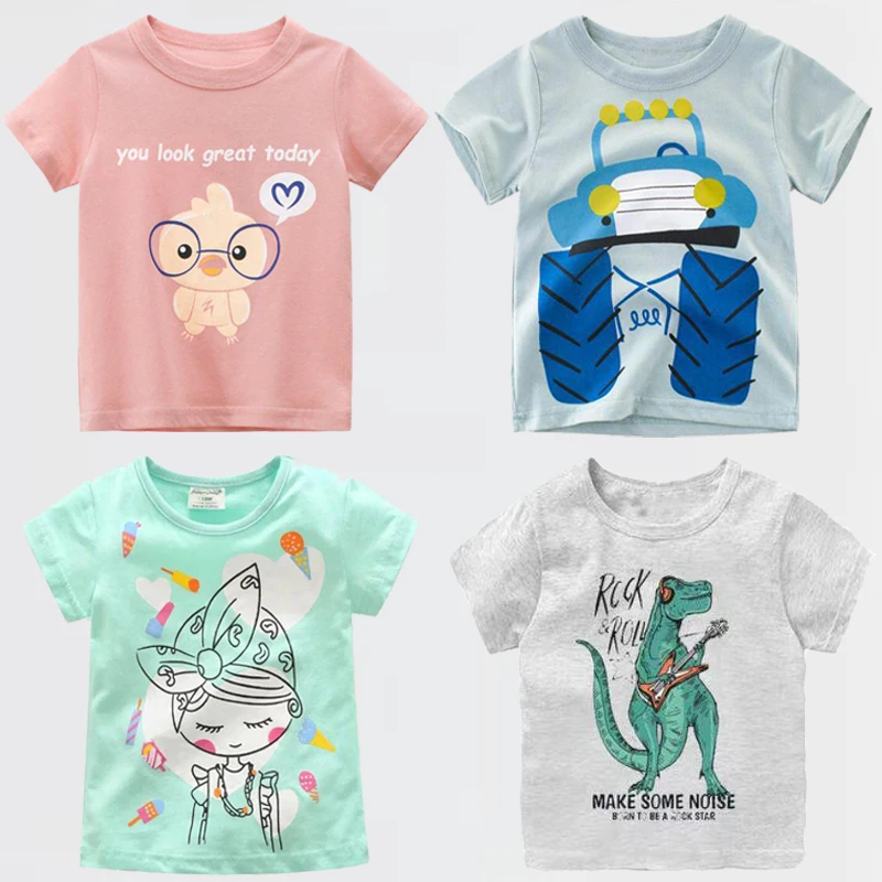 Детские футболки с коротким рукавом топы мультяшным принтом единорога одежда