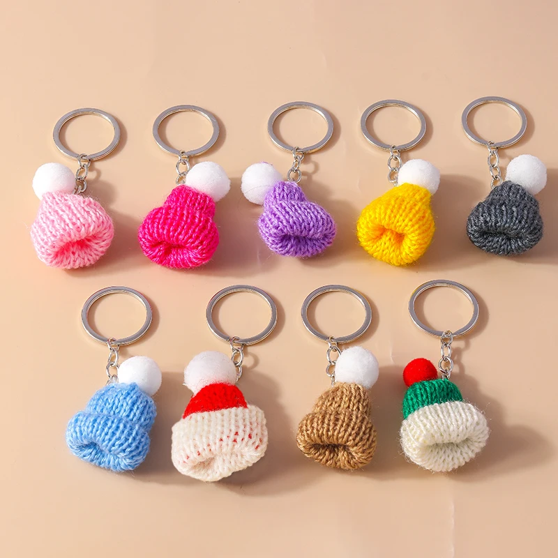 Aihua Новинка кавайная вязаная Рождественская шапка Санты брелок для женщин