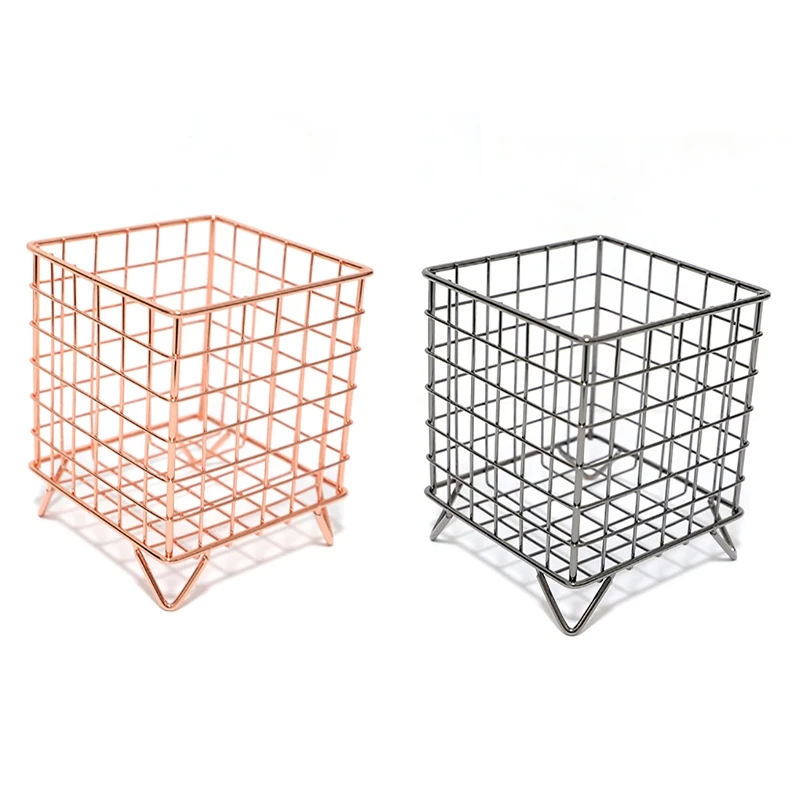 

2X Coffee Capsule Holder Iron Storage Basket For Nespresso Capsules Pods Office Cafe Kitchen Rack-Rose Gold & Black