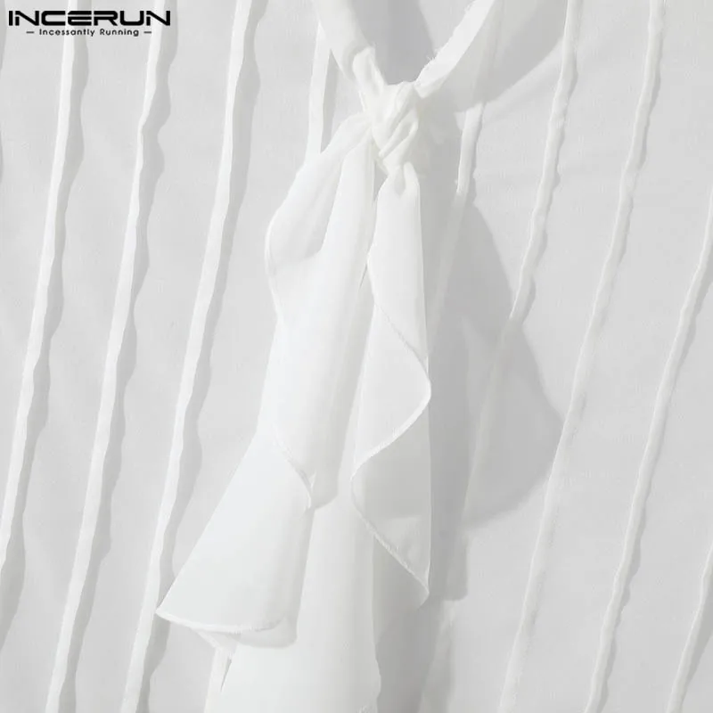 Мужская прозрачная рубашка INCERUN с коротким рукавом
