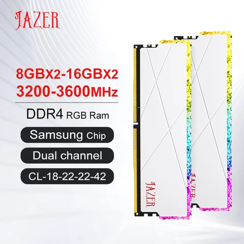 JAZER RGB ОЗУ DDR4 8 Гб 16 Гб Память DDR4 8 Гб X2 16 Гб X2 3200 МГц 3600 МГц разгон производительность для настольного компьютера