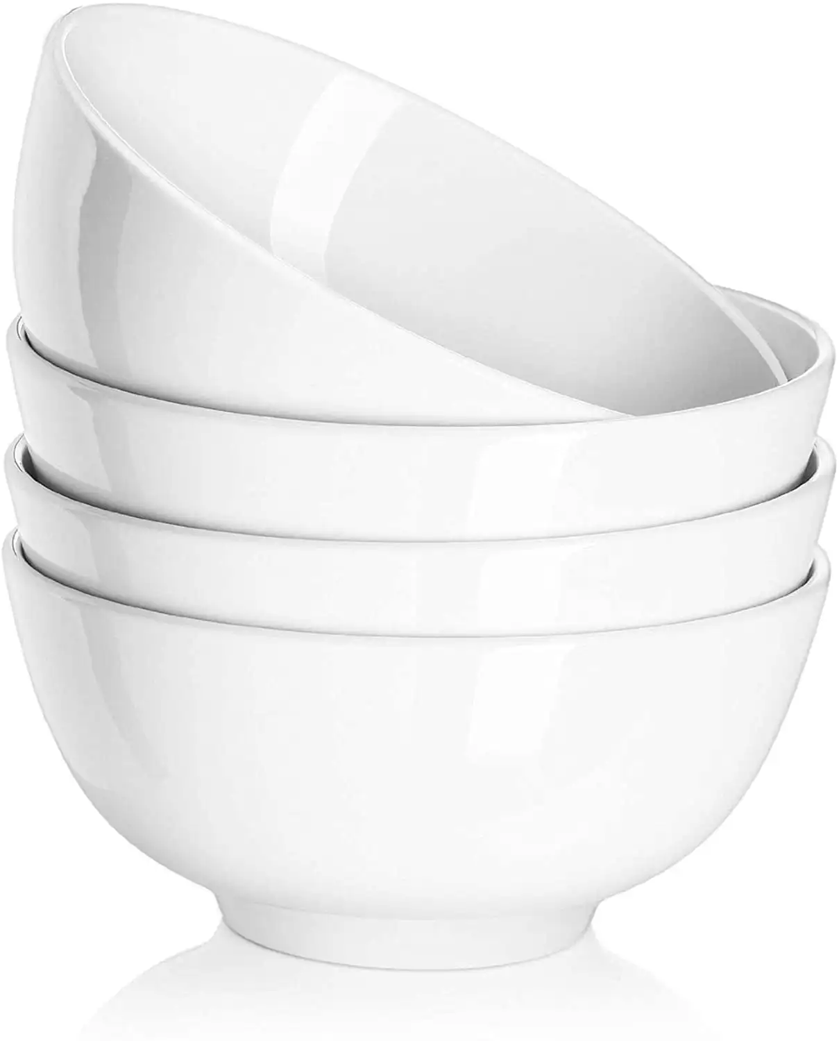 

22 Oz White Ceramic Soup & Cereal Bowls for Kitchen, Set of 4, Dishwasher & Microwave Safe