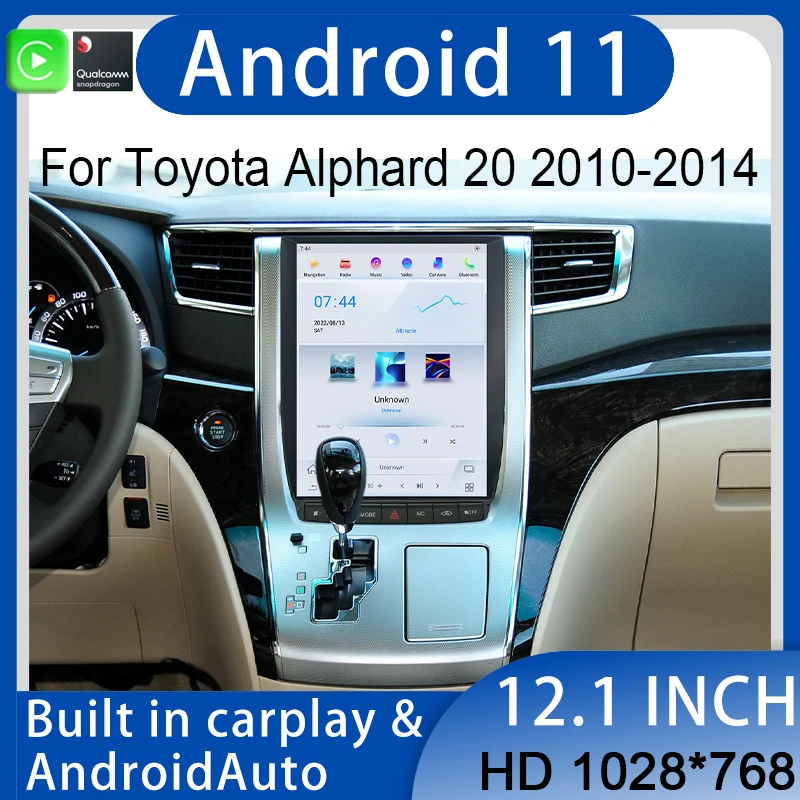 12 1-дюймовый Android 11 беспроводной Apple Carplay Auto для Toyota ALPHARD 20 2008-2014 GPS-навигация