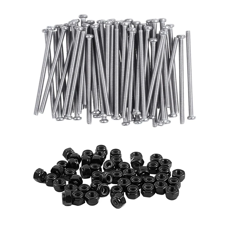 

M2.5 x 40mm Phillips Round Head Screws Bolt 60Pcs with M2.5X0.45mm Zinc Plated Nylon Insert Hex Lock Nuts Black 50Pcs