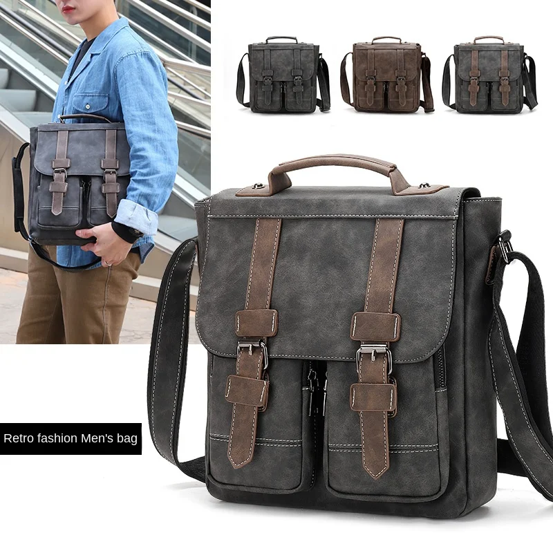 

Men's Bag Men's Shoulder Bag Messenger Bag Tablet Bag Men's Vintage British Large Capacity Crossbody Bag Men Horizontal