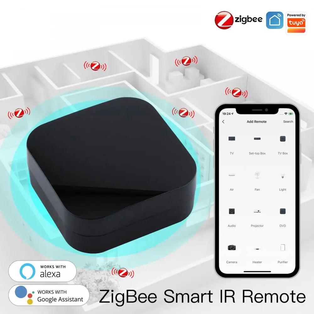 

Умный ИК-пульт дистанционного управления Tuya ZigBee, универсальный инфракрасный пульт дистанционного управления для умного дома, работает с Alexa Google Home