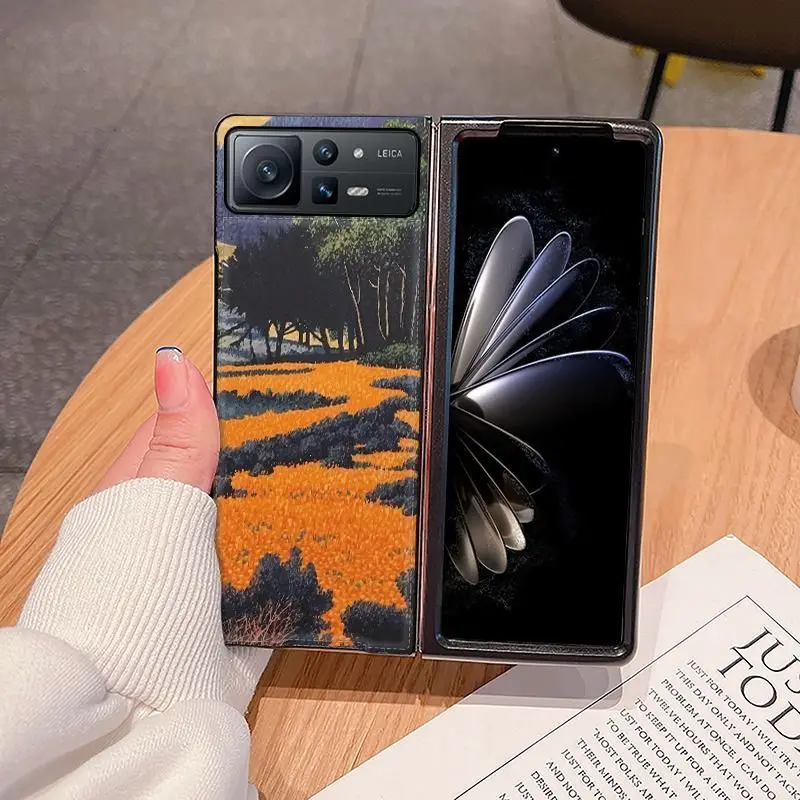 

Кожаный жесткий чехол Inset, деревенская картина маслом для Mi Mix Fold 2, чехол для Xiao-Mi Mix Fold2, чехол