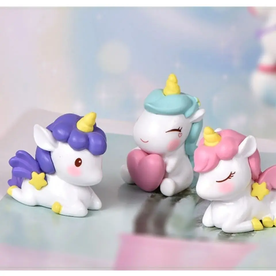 Cute Heart Unicorn Cartoon Doll Animals Dolls Anime Figures Cute Children Girls Birthday Gifts Desktop Models Decoration